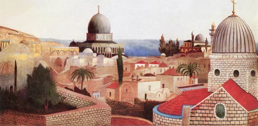 Blick auf das Tote Meer vom Tempelplatz in Jerusalem